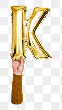 Letter K png gold balloon sticker, alphabet element, transparent background