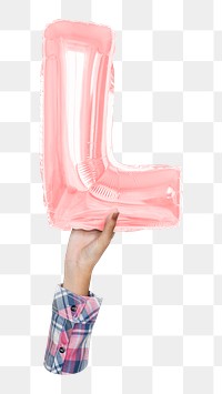 L letter balloon png sticker, pink alphabet element, transparent background