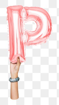 P letter balloon png sticker, pink alphabet element, transparent background