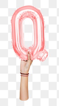 Q letter balloon png sticker, pink alphabet element, transparent background