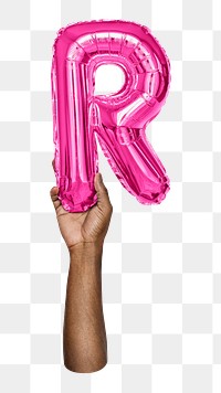 R letter balloon png sticker, pink alphabet element, transparent background