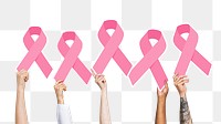 Breast cancer png awareness hands sticker, transparent background