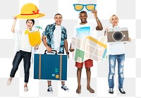 Beach vacation icons png sticker, transparent background