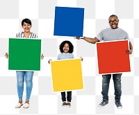 People png holding signs sticker, transparent background