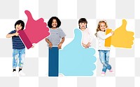 Thumbs up kids png sticker, transparent background