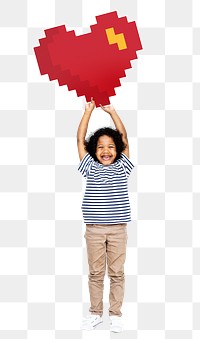 Kid with heart png sticker, transparent background