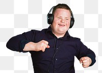 Png happy man with Down Syndrome sticker, transparent background