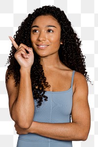 Woman thinking png sticker, transparent background
