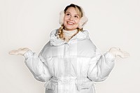 Png women's winter jacket mockup, fashion, transparent design