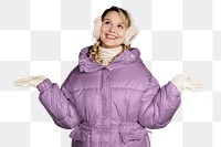 Women's winter outfit png sticker, transparent background