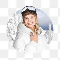 Woman ski outfit png sticker, transparent background