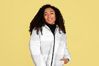 Winter jacket png mockup, women's fashion, transparent design 