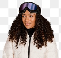 Woman ski outfit png sticker, transparent background