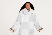 Teddy coat png mockup, women's fashion, transparent design 