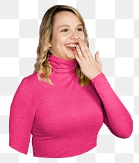 Gasping woman png sticker, transparent background