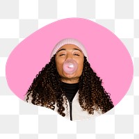 Bubble gum png woman sticker, transparent background