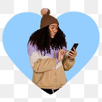 Social media png heart shape sticker, transparent background