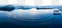 Winter lake png ripped paper border, transparent background