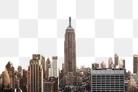 City buildings png border, New York cityscape, transparent background