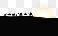 Camel caravan png border, transparent background
