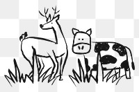 Deer, cow png sticker, animal doodle, transparent background