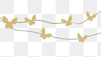 Butterfly garland png transparent background, gold aesthetic illustration