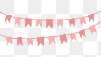 Pink festive png bunting transparent background, feminine design