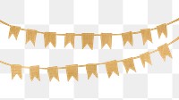 Gold festive png garland transparent background, aesthetic design