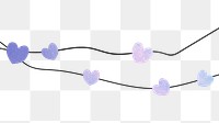 Valentine's png transparent background, purple heart bunting illustration