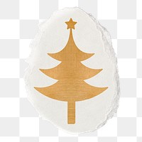 Christmas tree png sticker, gold aesthetic design, transparent background