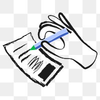 Writing hand png sticker, colorful doodle on transparent background