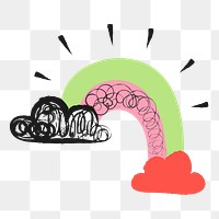 Rainbow, weather png sticker, colorful doodle on transparent background