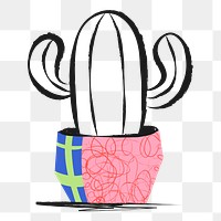 Cactus png sticker, colorful doodle on transparent background