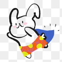 Superhero bunny png sticker, colorful doodle on transparent background