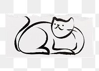 Sitting cat png sticker, cute doodle on transparent background