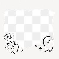 Halloween png doodle frame, transparent background