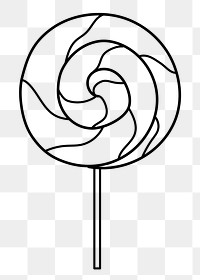 Lollipop png doodle sticker, black & white illustration, transparent background