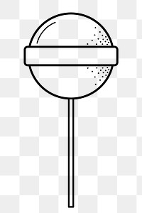 Lollipop png doodle sticker, black & white illustration, transparent background