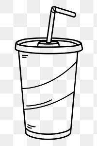 Fizz drink png doodle sticker, black & white illustration, transparent background