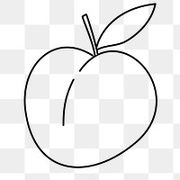 Peach png doodle sticker, black & white illustration, transparent background