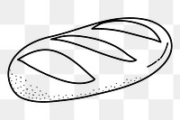 Baguette png doodle sticker, black & white illustration, transparent background