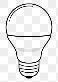 Light bulb png doodle sticker, black & white illustration, transparent background