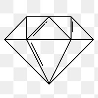 Diamond png doodle sticker, black & white illustration, transparent background