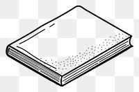 Book png doodle sticker, black & white illustration, transparent background