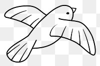 Bird png doodle sticker, black & white illustration, transparent background