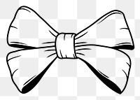 Bow png doodle sticker, black & white illustration, transparent background