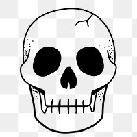 Skull png doodle sticker, black & white illustration, transparent background