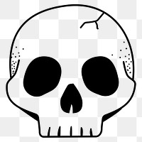 Skull png doodle sticker, black & white illustration, transparent background