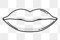 Mouth png doodle sticker, black & white illustration, transparent background