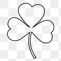 Shamrock png doodle sticker, black & white illustration, transparent background